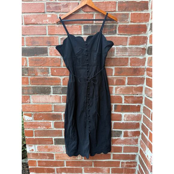 Anthropologie Slim Scalloped Corset Midi Dress Black Size 10 - Picture 7 of 9